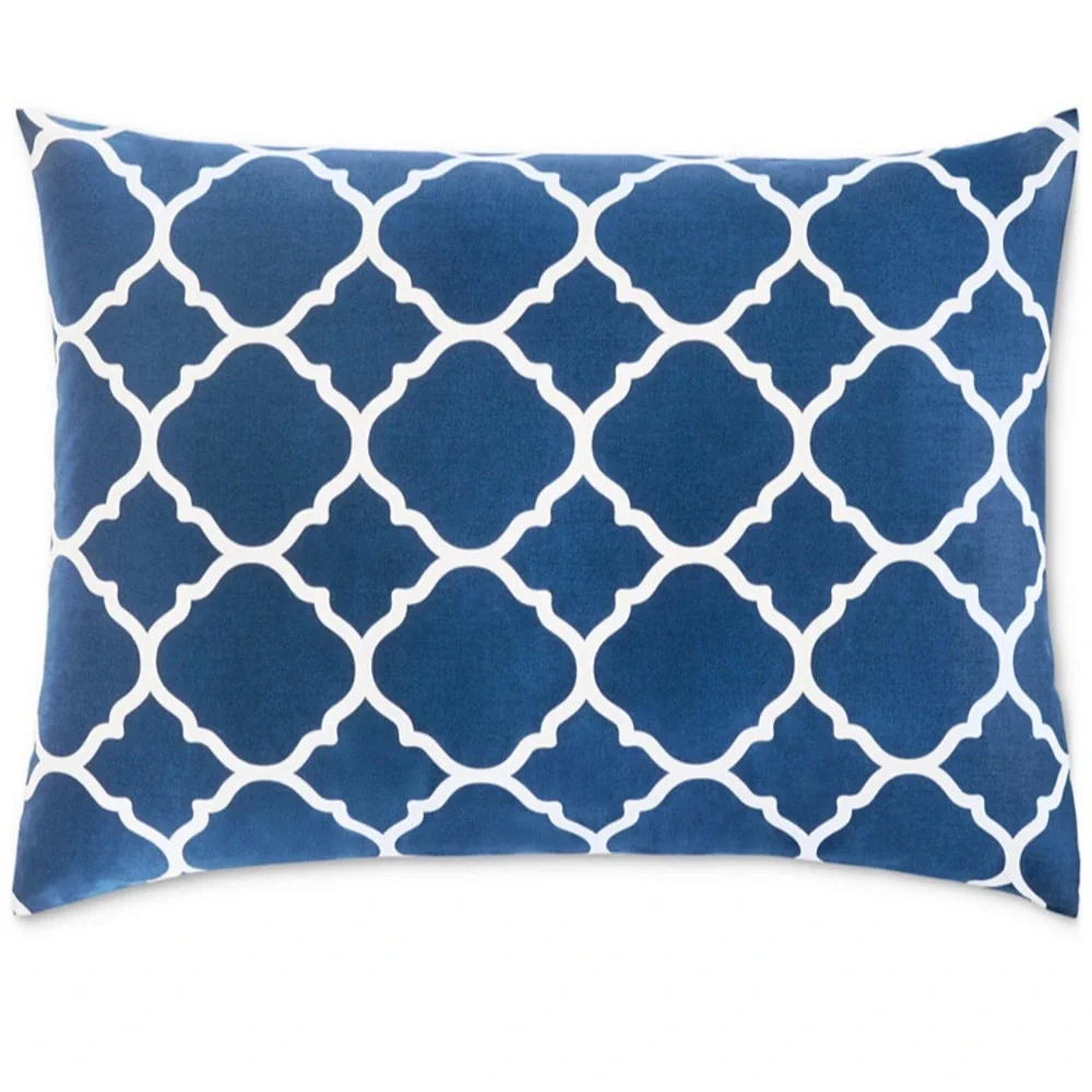 NWT Charter Club Geometric Dove 2 PC Duvet Cover Set, Twin, Navy Peony